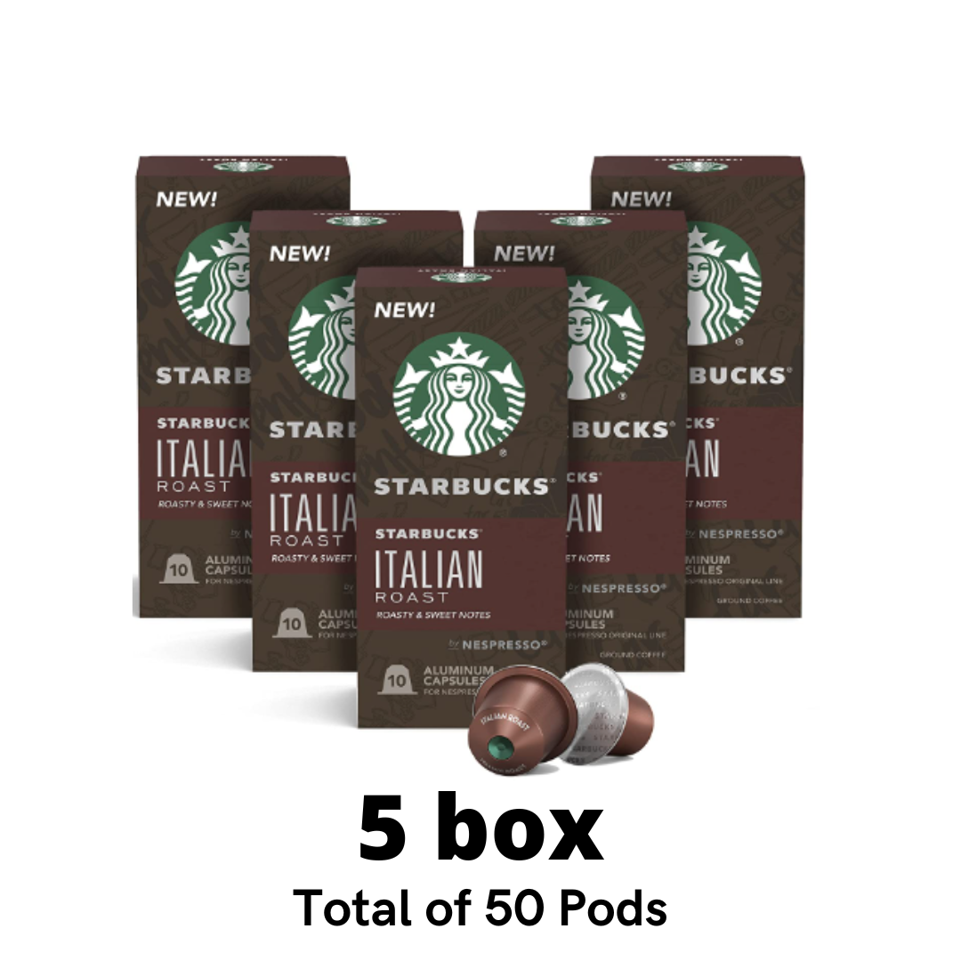 Starbucks by Nespresso, Italian Style Dark Roast, Compatible with Nespresso Original Line System - 50 Count
