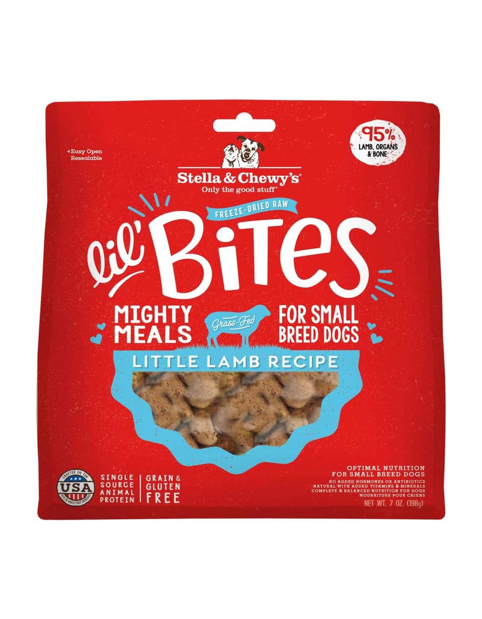 Stella & Chewy's Freeze-Dried Raw Lil' Bites, Mighty Meals for Small Breed Dogs, Little Lamb Recipe, 7 oz.