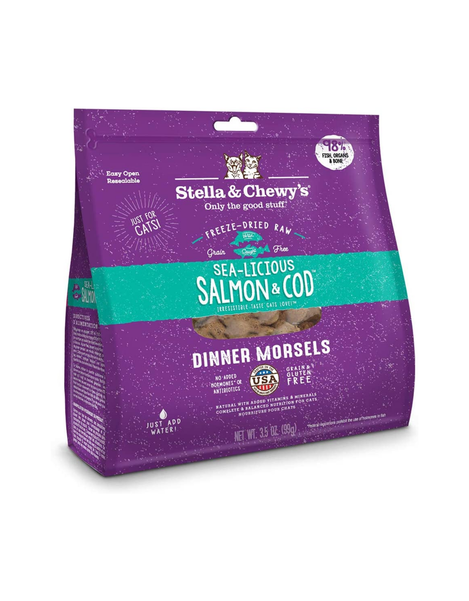 Stella & Chewy's Freeze-Dried Raw Sea-Licious Salmon & Cod Dinner Morsels Cat Food, 3.5 oz. Bag