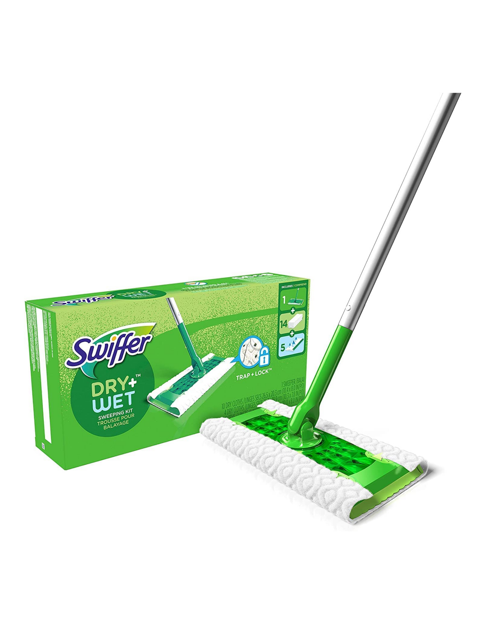 Swiffer Sweeper 2-in-1 Mops for Floor Cleaning, Dry and Wet Multi Surface Floor Cleaner, Includes 1 Mop + 19 Refills, 20 Piece Set