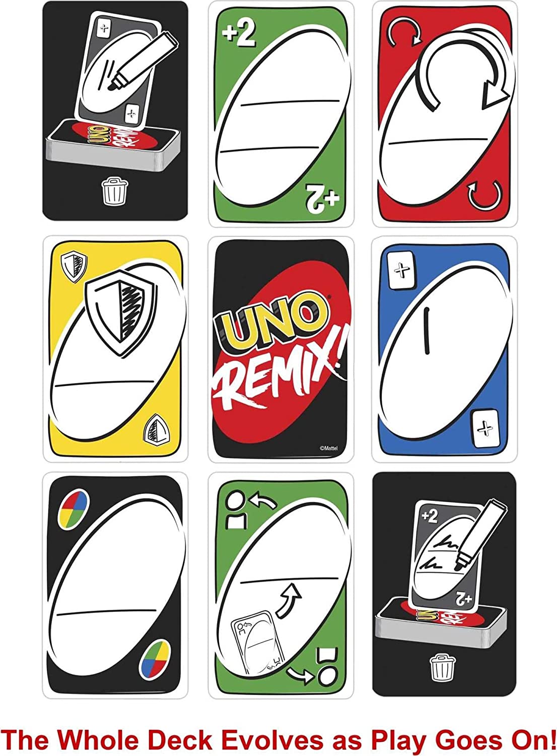 UNO Remix Customizable Matching Card Game - with 112 Cards Including Write-On Cards in Sturdy Storage Tin and for Ages 7 Years and Up