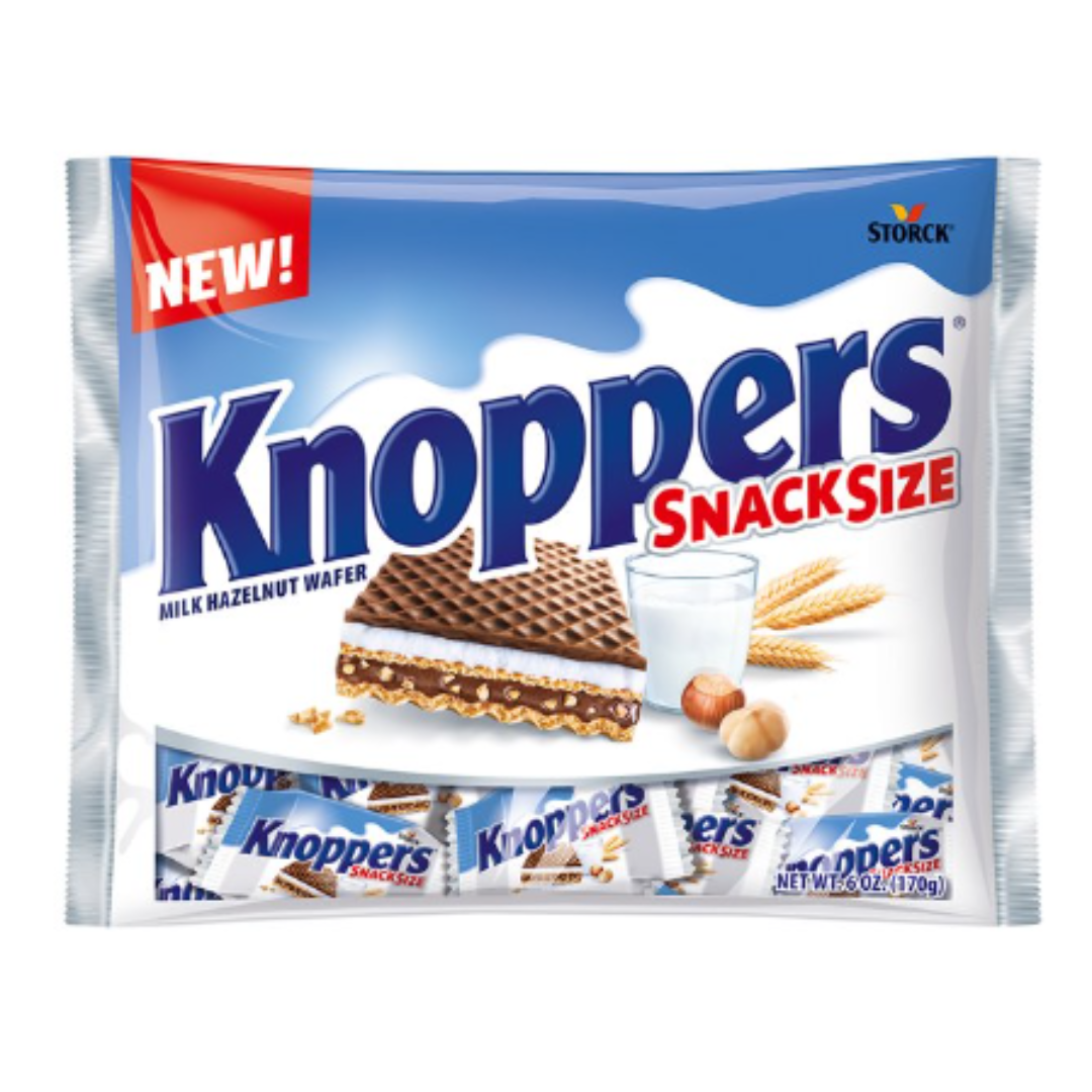 Knoppers Milk Chocolate Hazelnut Wafer Candy, Snack Size, 6 Ounce