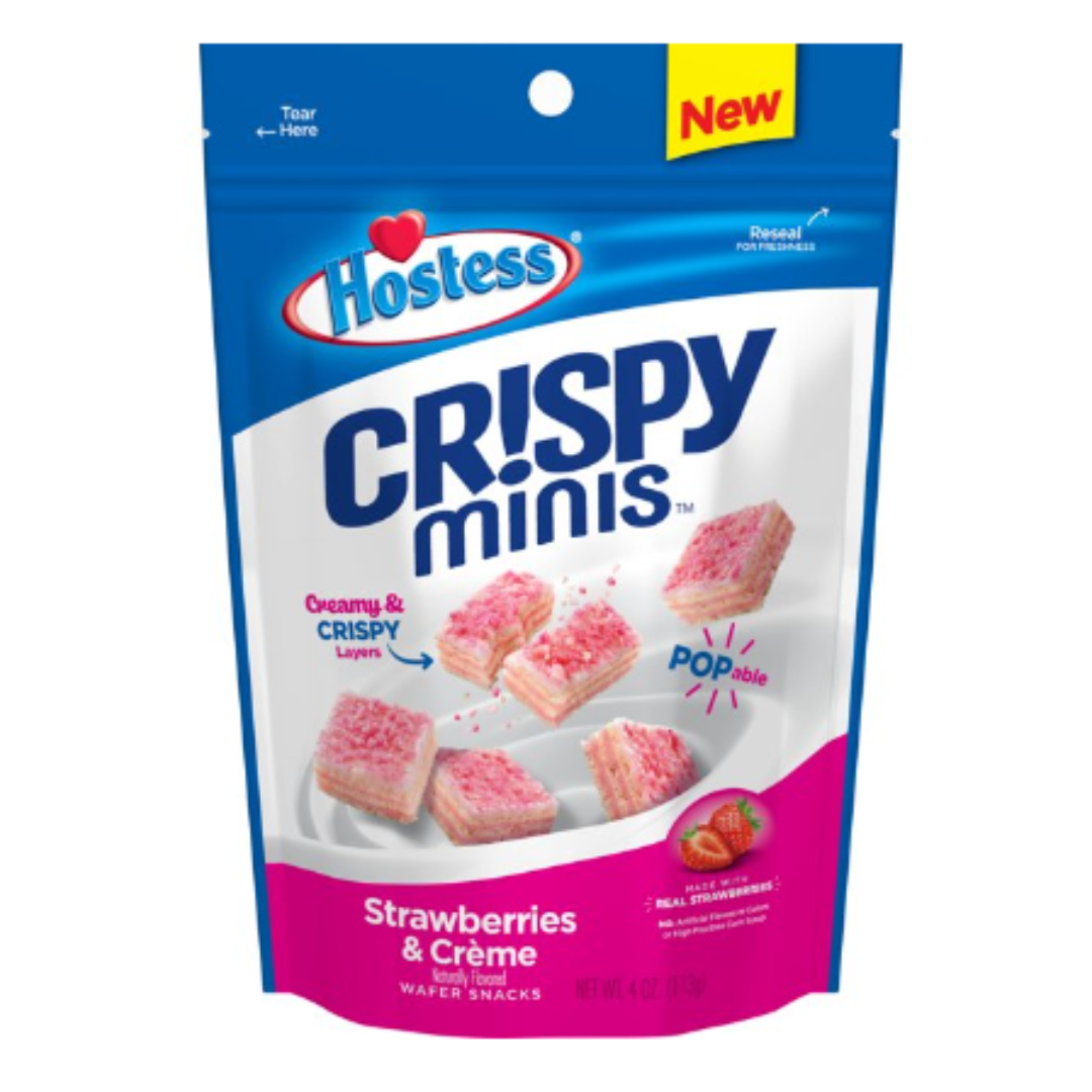 Hostess Crispy Minis, Strawberries & Creme, 4 Ounce