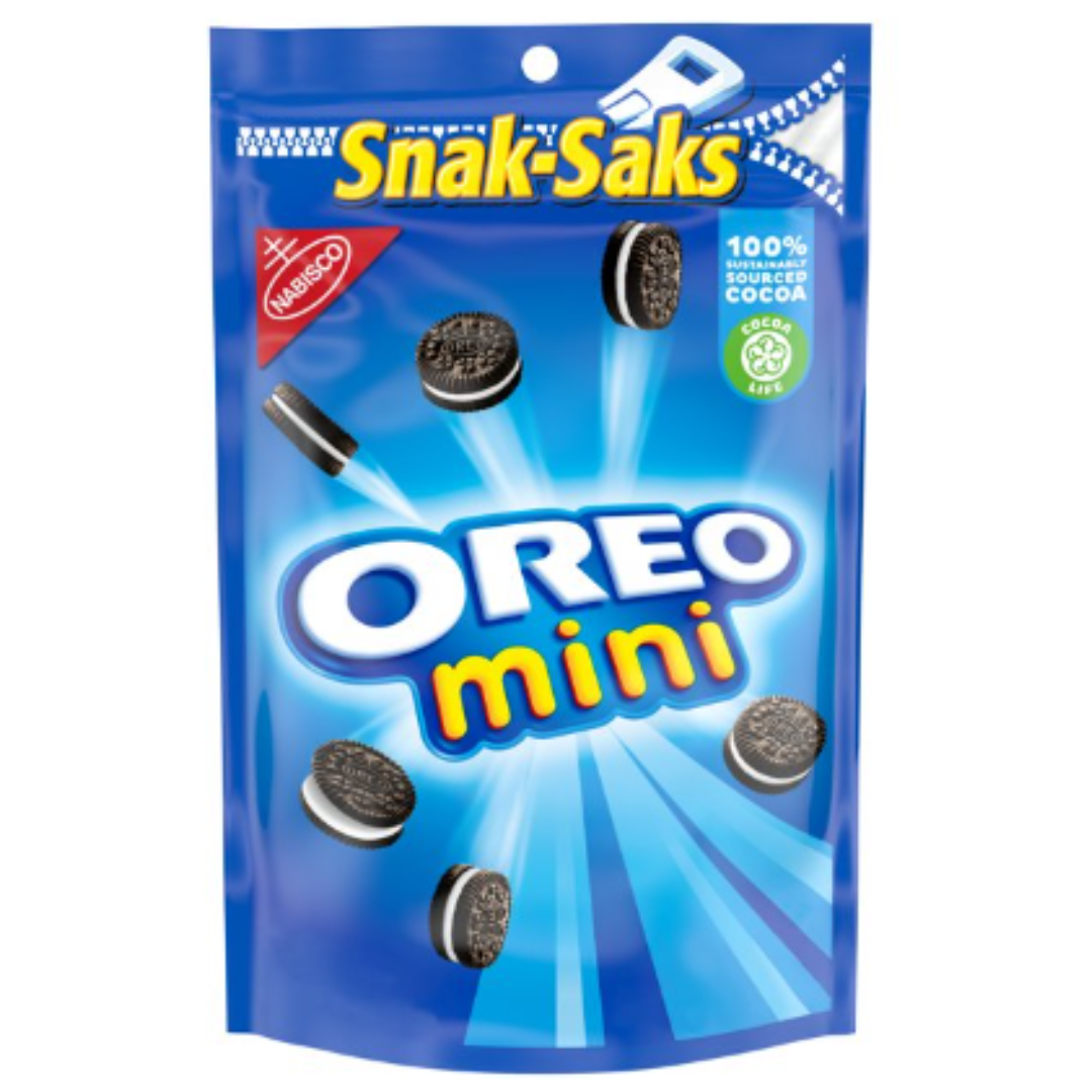 OREO Mini Chocolate Sandwich Cookies, Snack Pack, 8 Ounce Snak-Sak