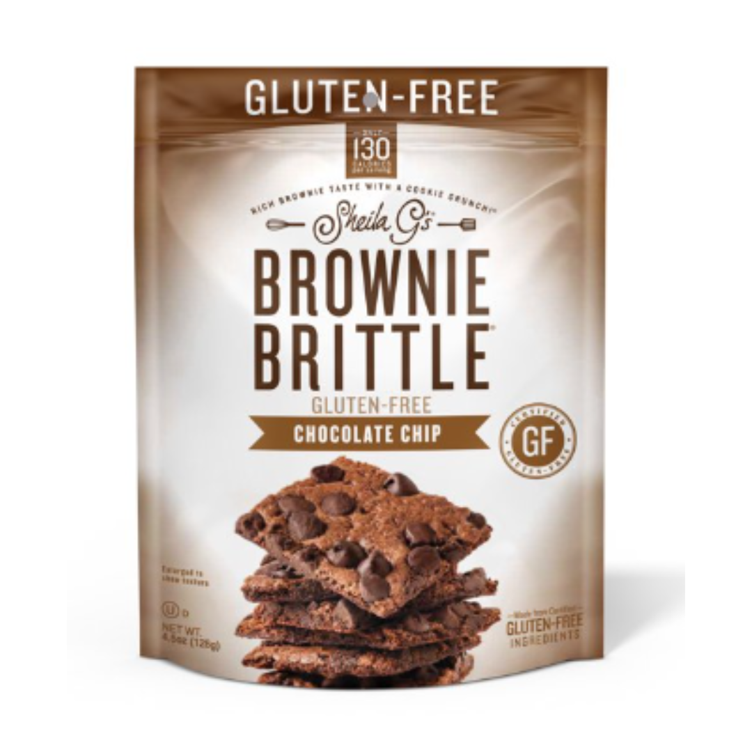 Sheila G's Chocolate Chip Cookie Snack Thins Brownie Brittle, Gluten Free, 4.5 Ounce