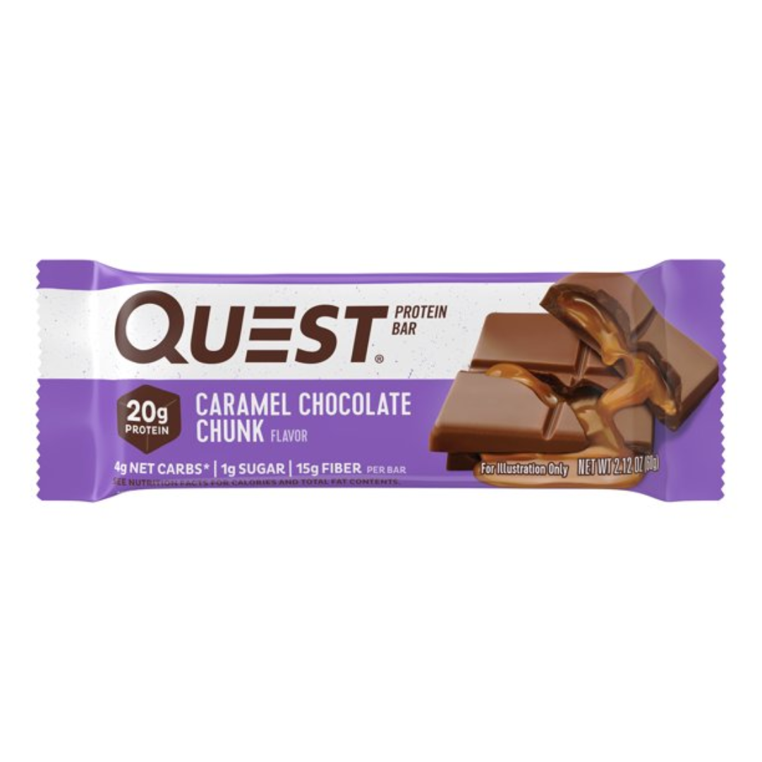 Quest Protein Bar, Low Carb, Keto Friendly, Caramel Chocolate Chunk, 2.12 Ounce