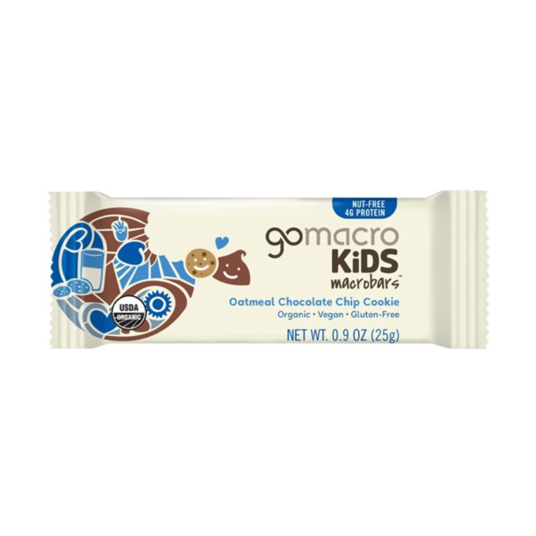 GoMacro Kids MacroBar, Oatmeal Chocolate Chip Cookie, Organic Vegan Snack Bars, 0.9 Ounce