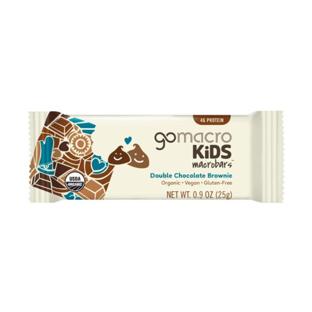 GoMacro Kids MacroBar, Double Chocolate Brownie, Organic Vegan Snack Bars, 0.9 Ounce