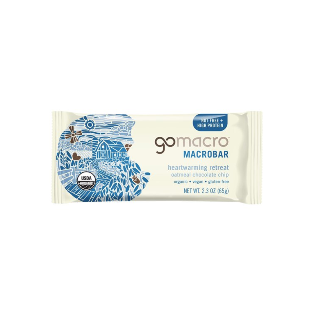 GoMacro MacroBar, Oatmeal Chocolate Chip, Organic Vegan Protein Bars, 2.3 Ounce