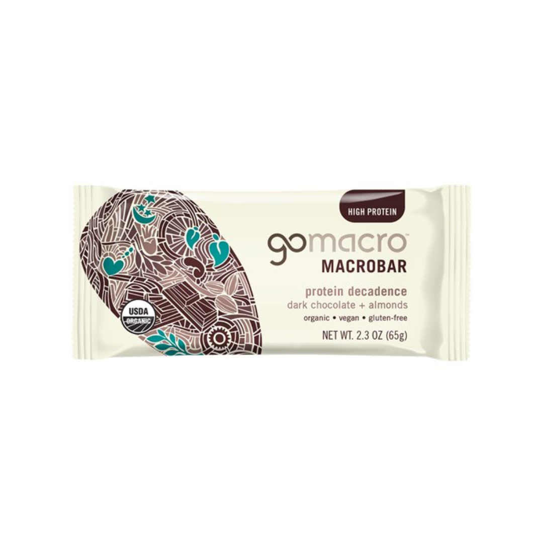 GoMacro MacroBar, Dark Chocolate + Almonds, Organic Vegan Protein Bars 2.3 Ounce