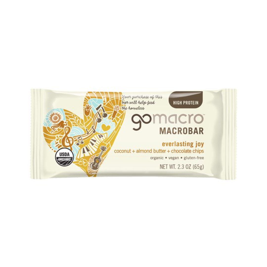 GoMacro MacroBar, Coconut + Almond Butter + Chocolate Chips, Organic Vegan Protein Bars 2.3 Ounce