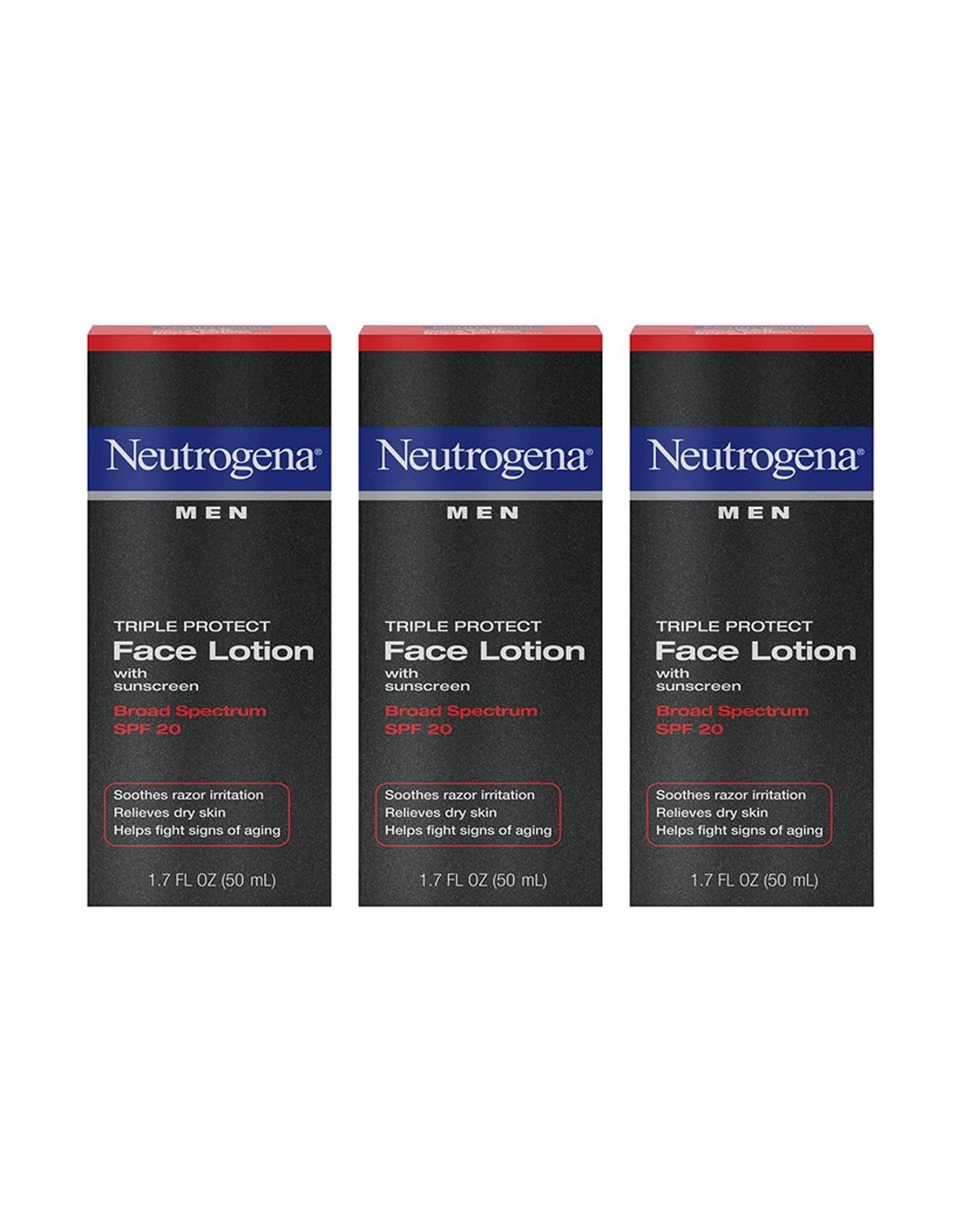 Neutrogena Triple Protect Face Lotion for Men, SPF 20, 1.7 Ounce Pack of 3
