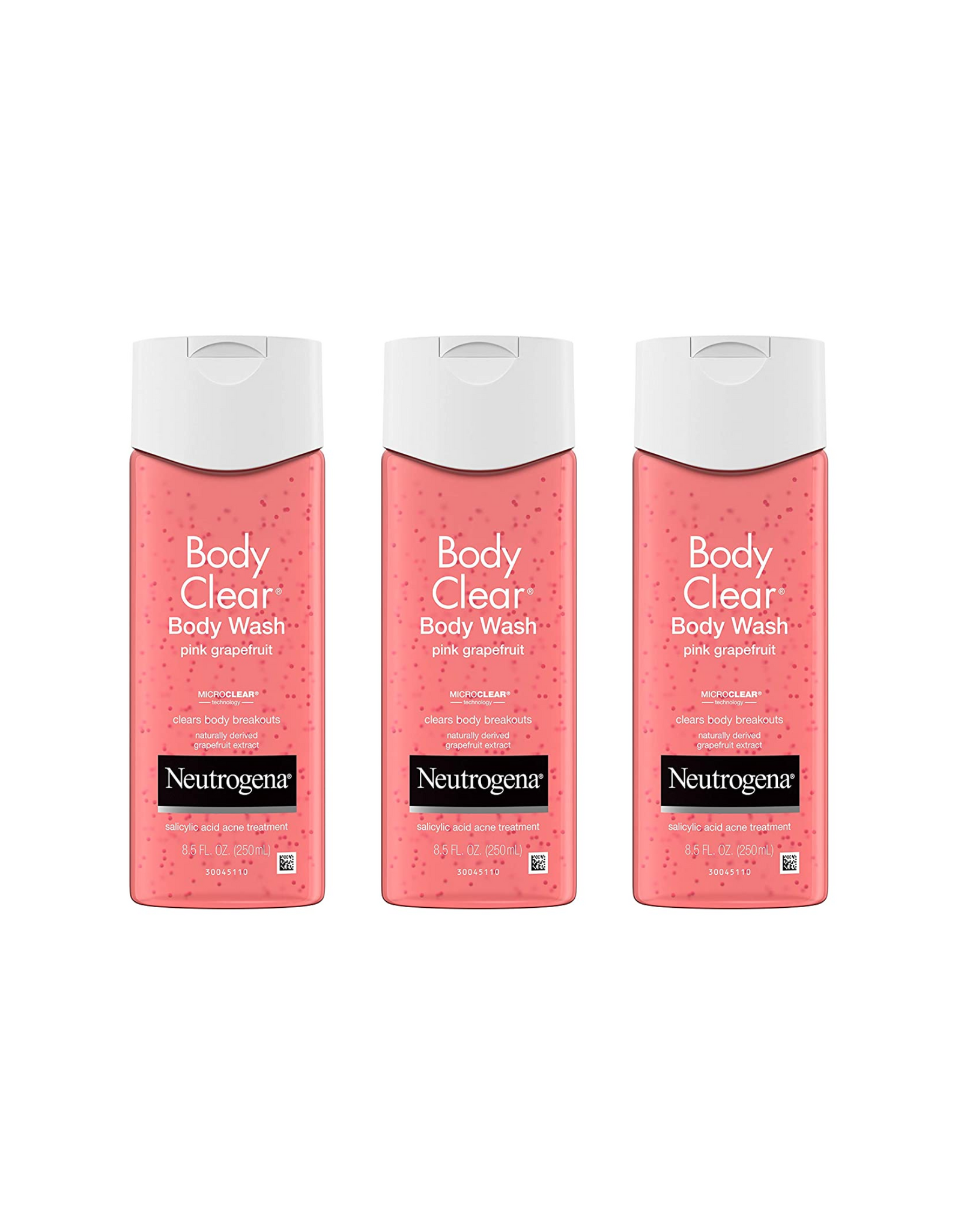 Neutrogena Body Clear Acne Treatment Body Wash with Salicylic Acid Acne Medicine, Pink Grapefruit, 8.5 fl. oz (Pack of 3)