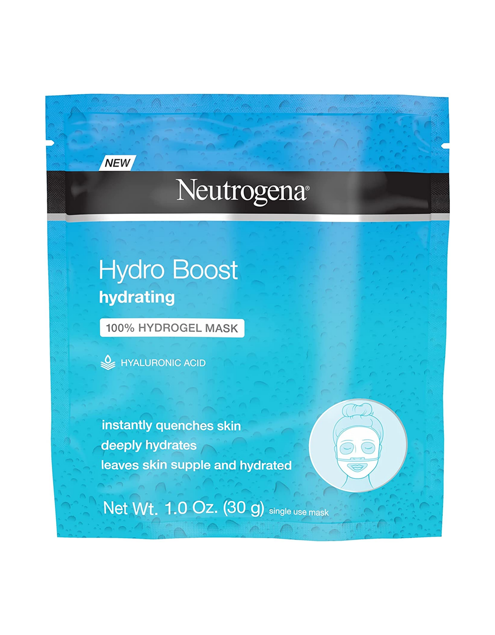 Neutrogena Hydro Boost Moisturizing & Hydrating 100% Hydrogel Sheet Face Mask for Dry Skin with Hyaluronic Acid, Gentle & Non-Comedogenic, 12 Count