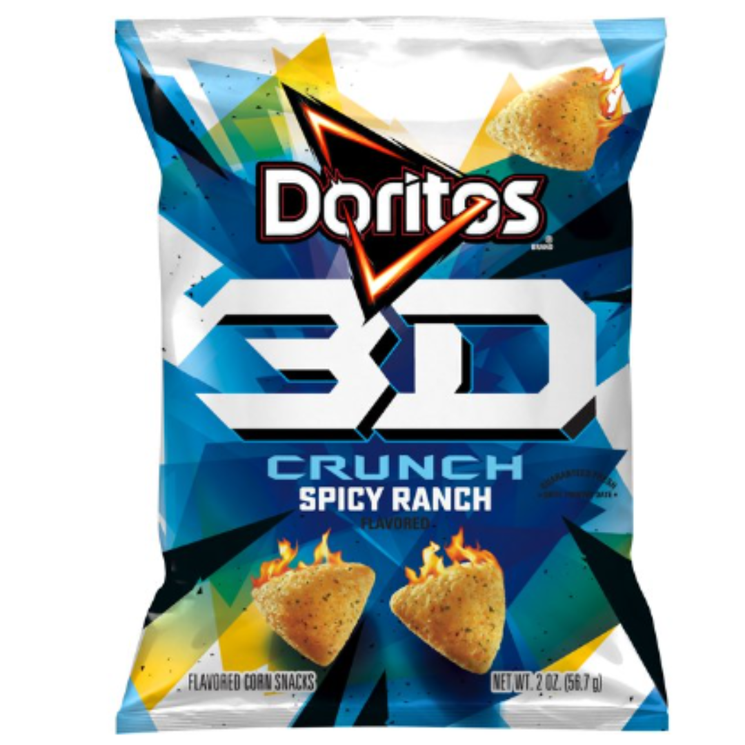 Doritos 3D Crunch Spicy Ranch Flavored Corn Snacks, 2 Ounce