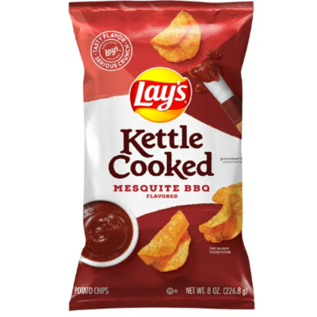 Lay's Kettle Cooked Mesquite BBQ Flavored Potato Chips, 8 Ounce