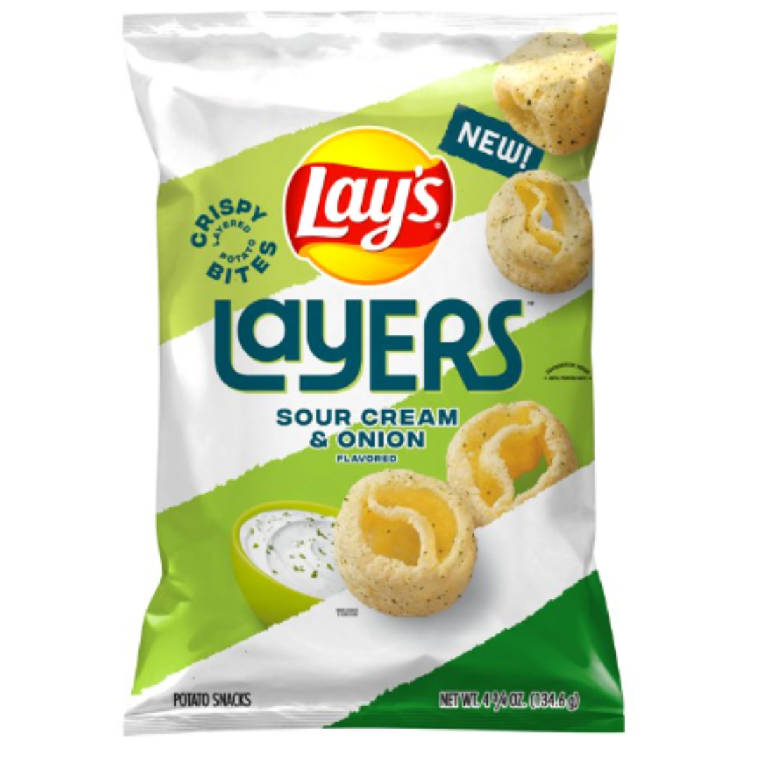 Lay's Layers Sour Cream & Onion Flavored Potato Chip Snacks, 4.75 Ounce