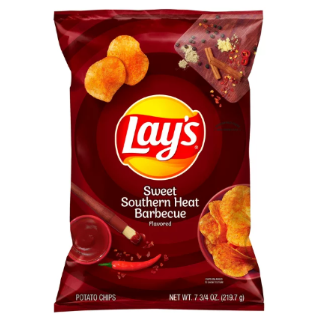 Lay's Potato Chips, Sweet Southern Heat Barbecue Flavor, 7.75 Ounce