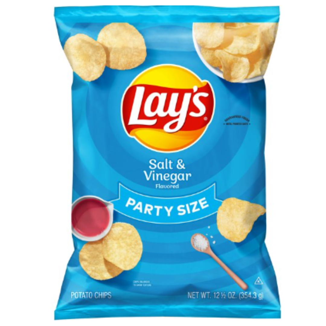 Lay's Salt & Vinegar Flavored Potato Chips, Party Size, 12.5 Ounce