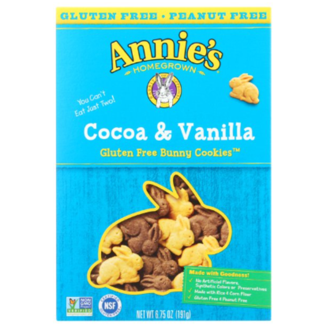 Annie's Gluten Free Cocoa & Vanilla Bunny Cookies, 6.75 Ounce
