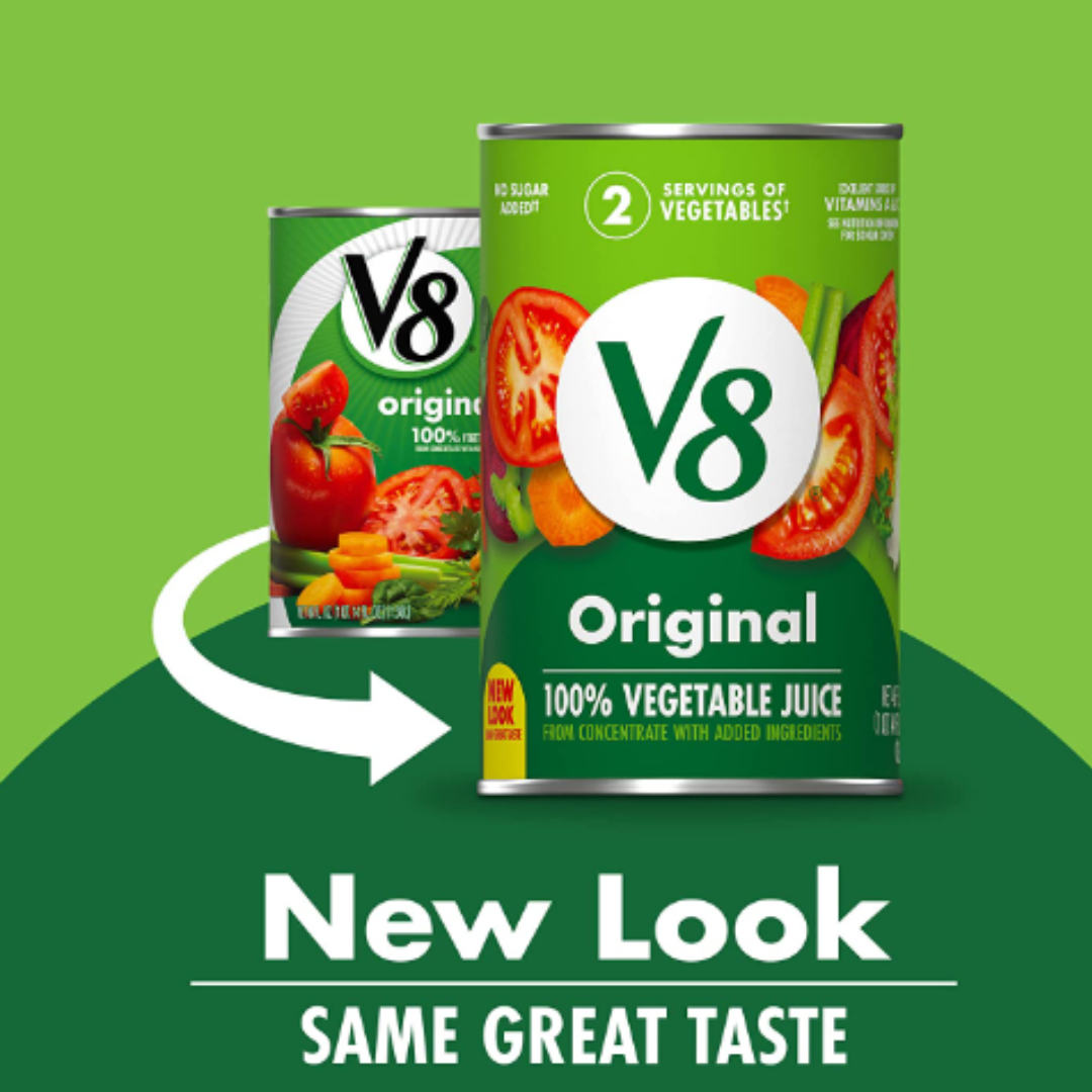 V8 Original 100% Vegetable Juice, 46 Ounce Bottle - Pack of 12