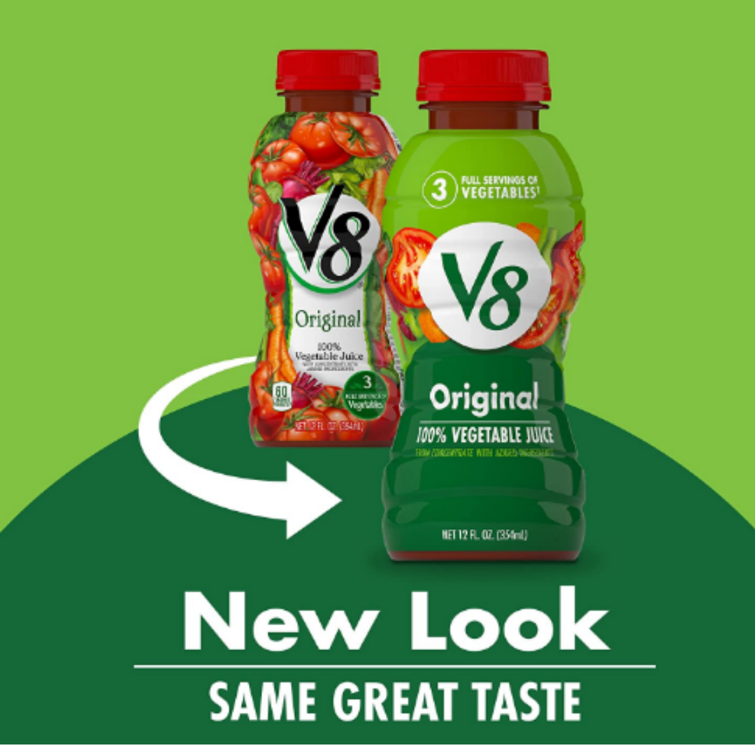 V8 Original 100% Vegetable Juice, Vegetable Blend with Tomato Juice, 12 Ounce Bottle - Pack of 12