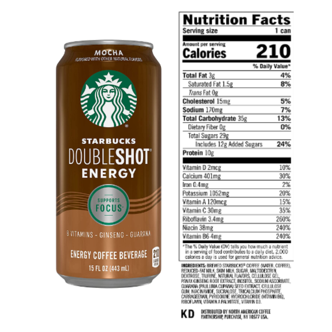 Starbucks Doubleshot Energy Espresso Coffee, Mocha, 15 Ounce Cans - Pack of 12 Packaging May Vary
