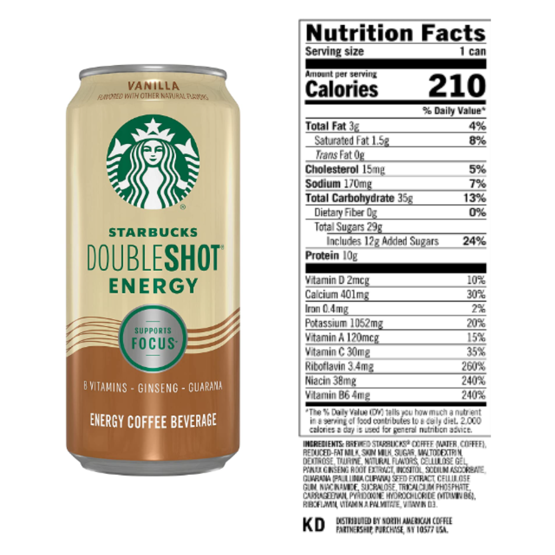 Starbucks Doubleshot Energy Espresso Coffee, Vanilla, 15 Ounce Cans - Pack of 12 Packaging May Vary