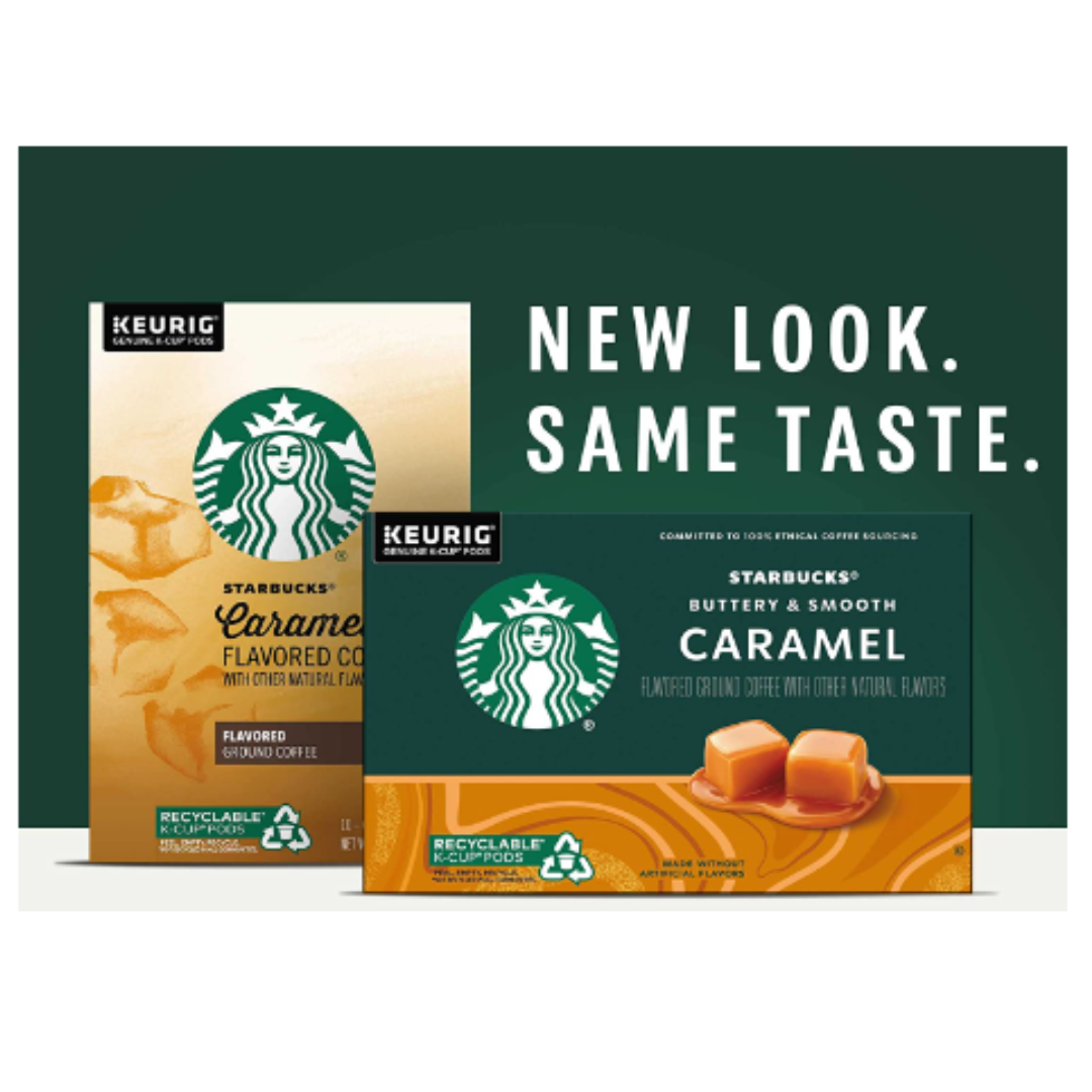 Starbucks K-Cup Coffee Pods, Caramel Flavored Coffee, No Artificial Flavors, 100% Arabica, 6 boxes - 60 Pods Total