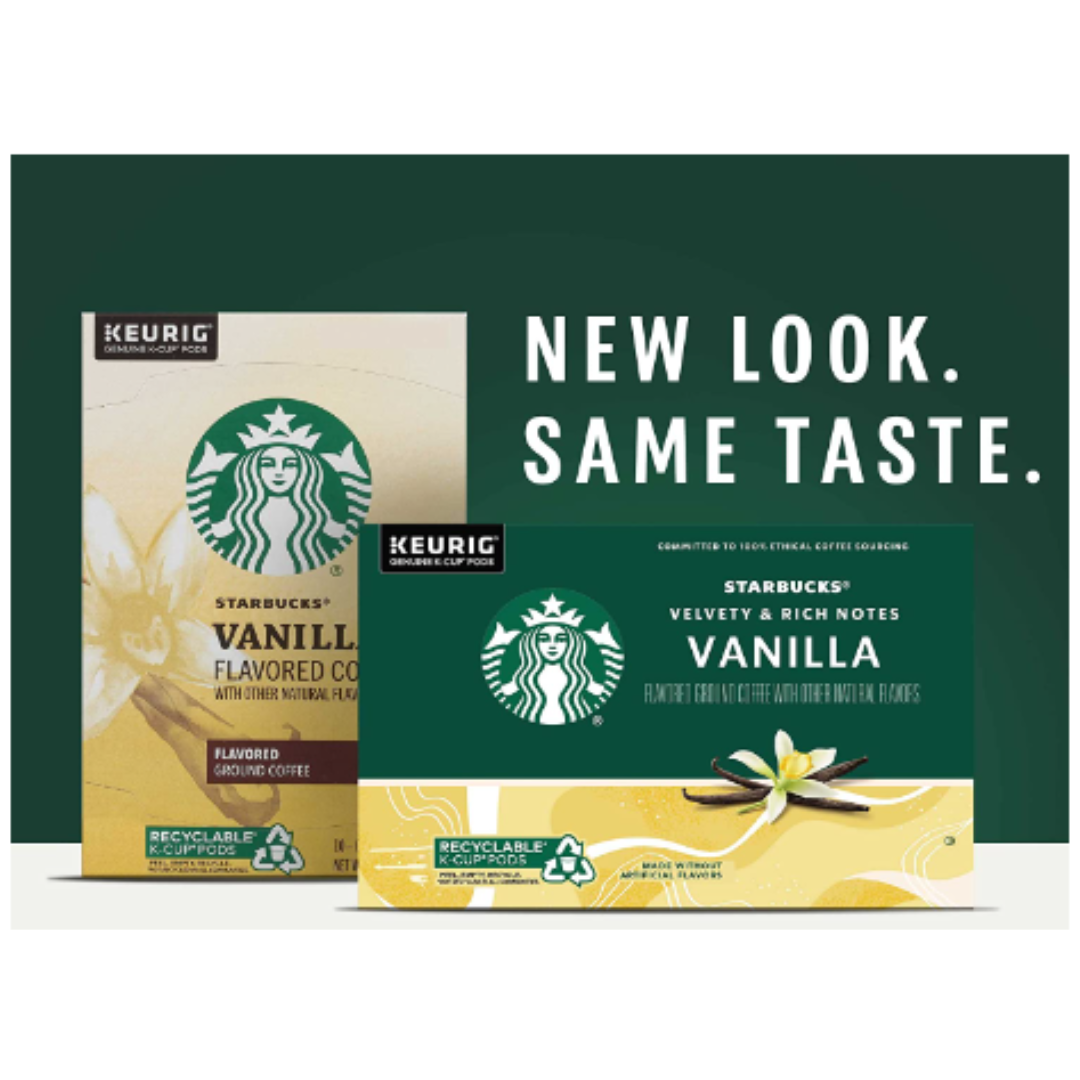 Starbucks K-Cup Coffee Pods, Vanilla Flavored Coffee, No Artificial Flavors, 100% Arabica, 6 boxes - 60 Total Pods