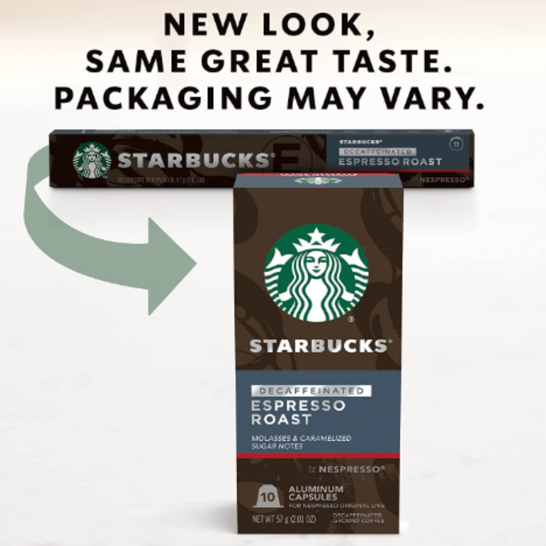 Starbucks by Nespresso, Decaf Espresso Dark Roast, Compatible with Nespresso Original Line System - 50 Count
