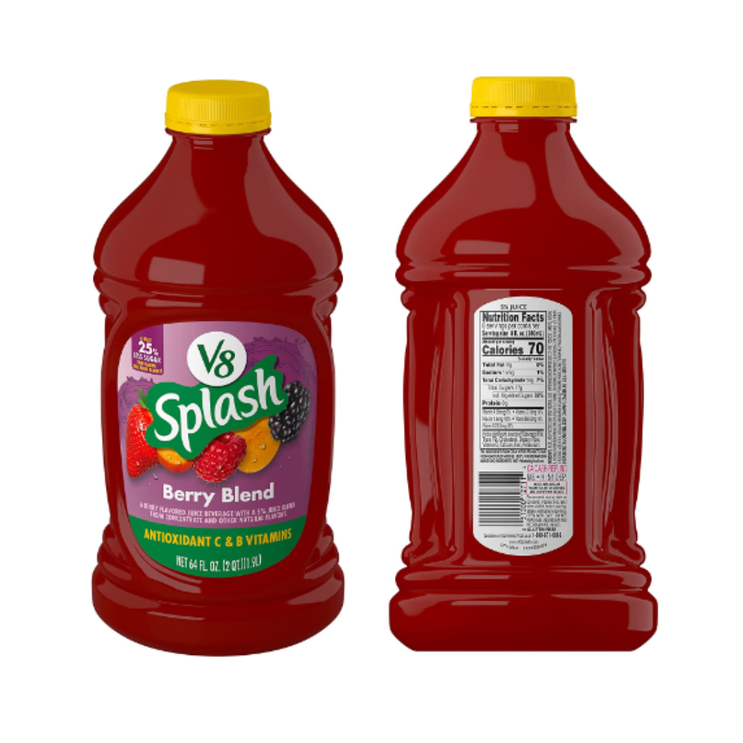 V8 Splash Berry Blend Flavored Juice Beverage, 64 Ounce Bottle - Pack of 1