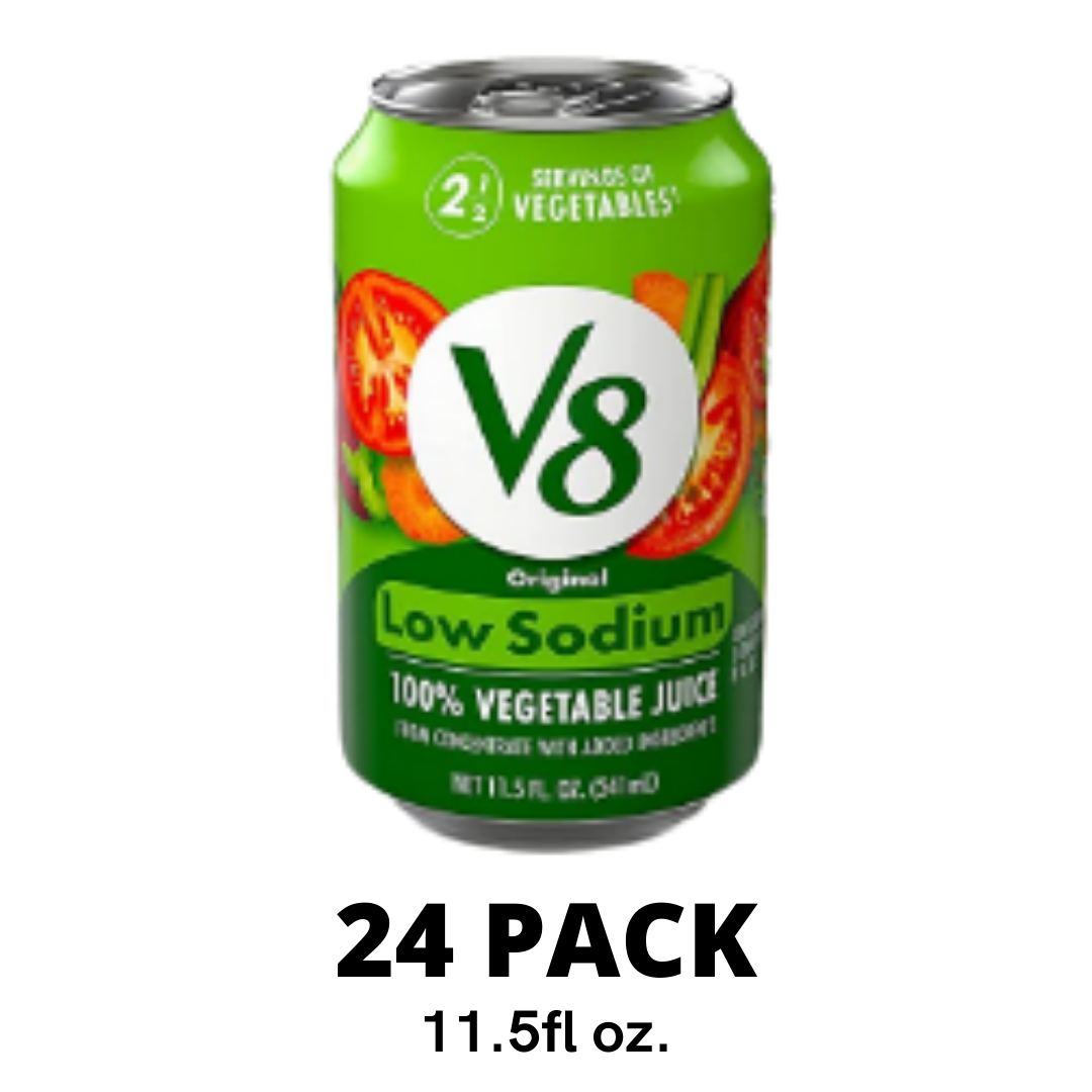 V8 Low Sodium Original 100% Vegetable Juice, Vegetable Blend with Tomato Juice, 11.5 Ounce Can - Pack of 24