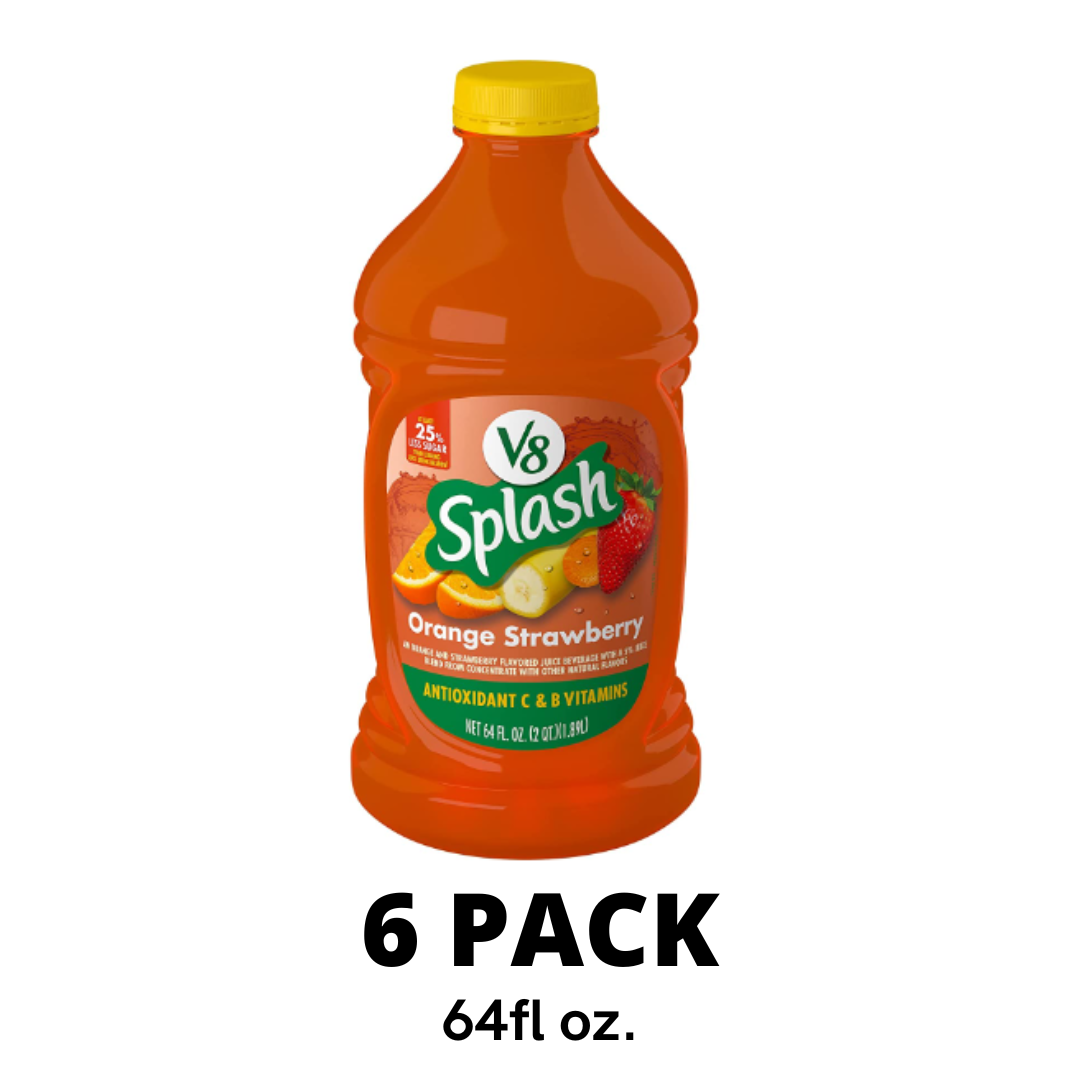 V8 Splash Orange Strawberry, 64 Ounce - Pack of 6