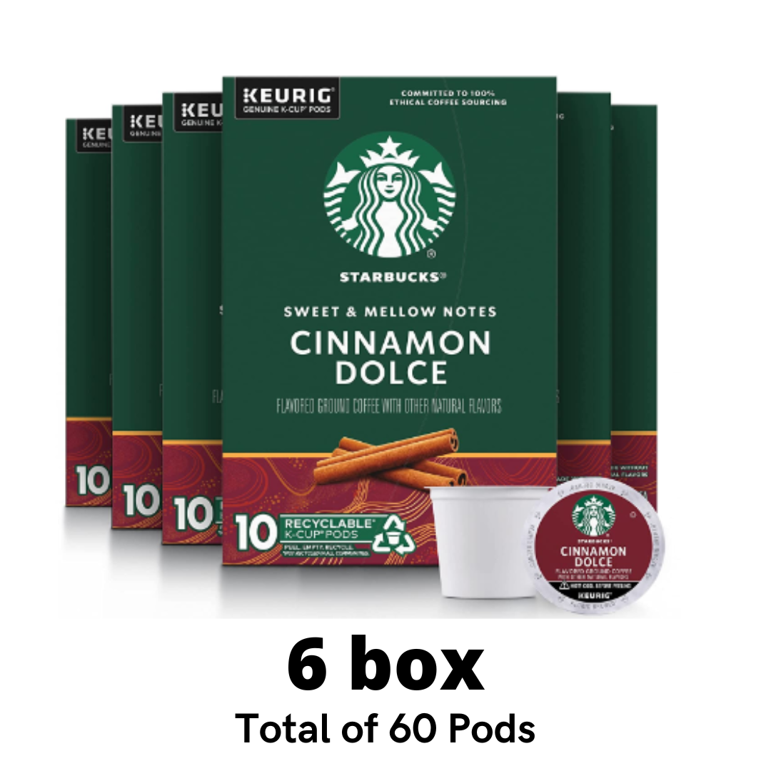 Starbucks K-Cup Coffee Pods, Cinnamon Dolce Flavored Coffee, No Artificial Flavors, 100% Arabica, 6 boxes - 60 Pods Total