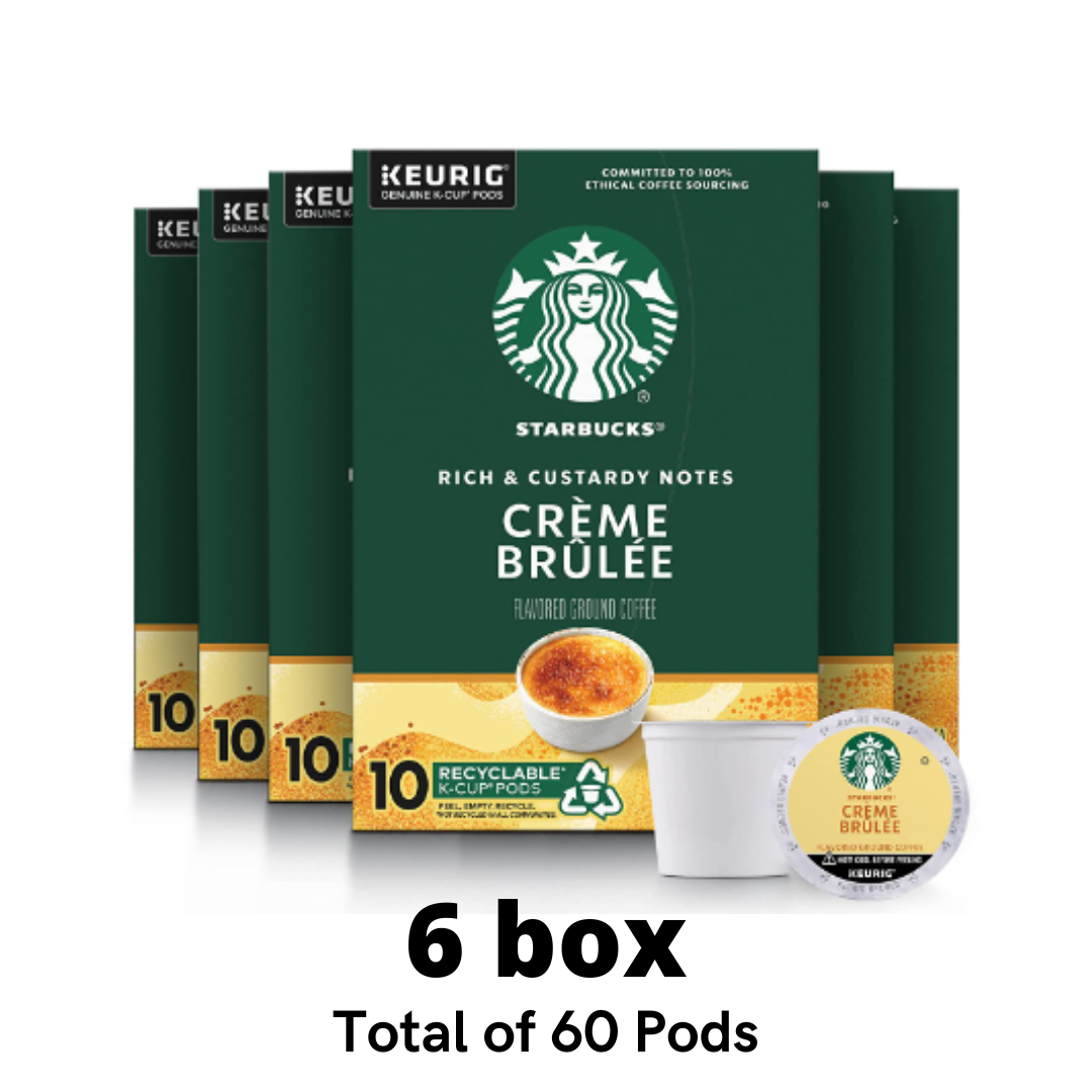 Starbucks K-Cup Coffee Pods, Crème Brûlée Flavored Coffee, No Artificial Flavors, 100% Arabica, 6 boxes - 60 Pods Total