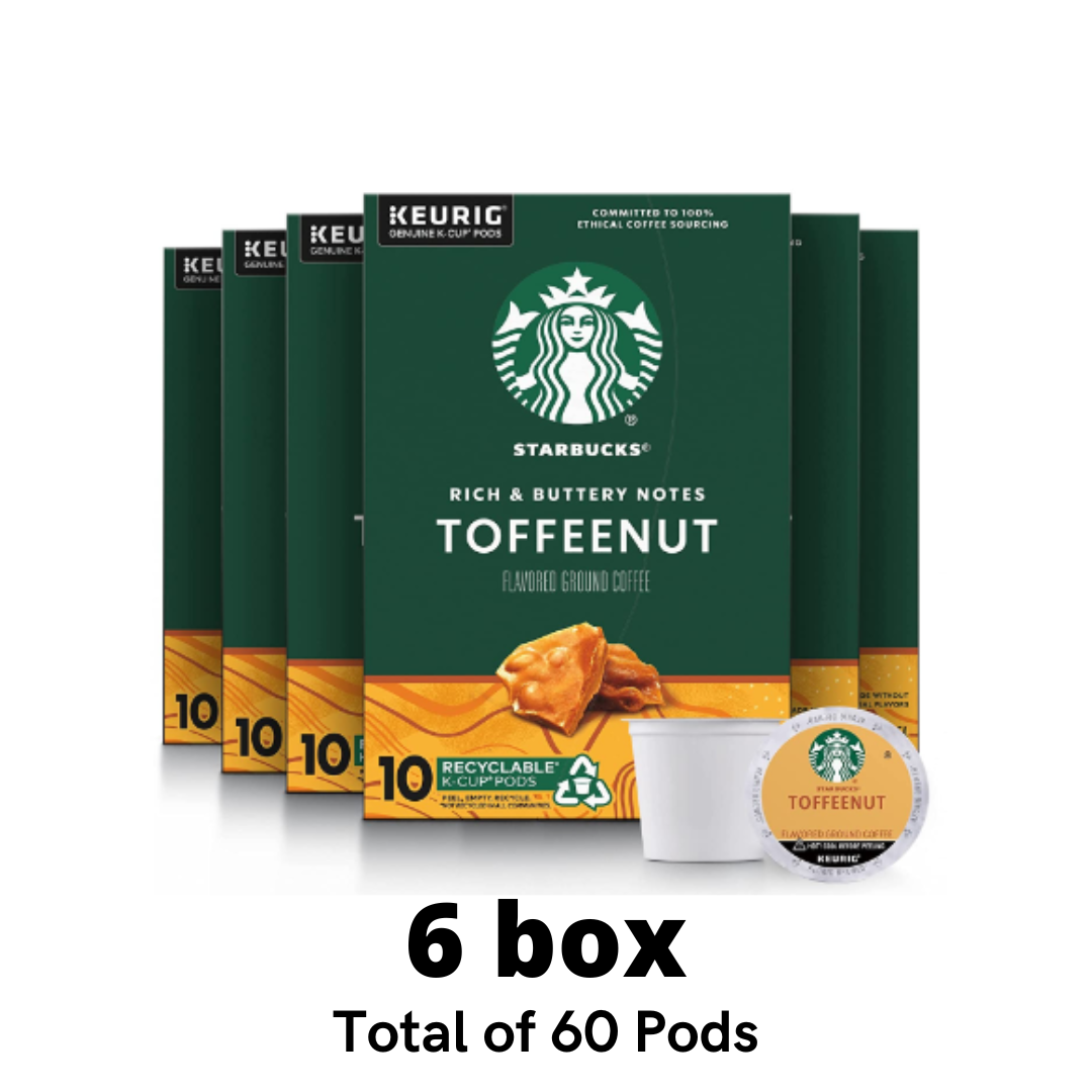 Starbucks K-Cup Coffee Pods, Toffeenut Flavored Coffee, No Artificial Flavors, 100% Arabica, 6 boxes - 60 Total Pods