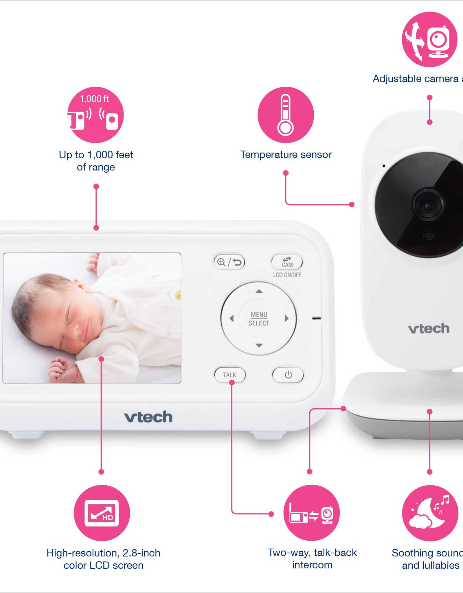 VTech 2.8" Digital Video Baby Monitor with Full-Color and Automatic Night Vision