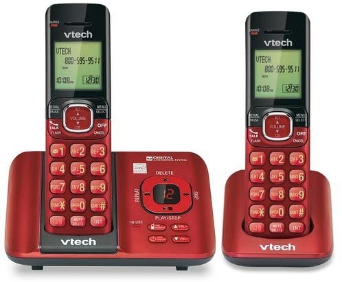 VTech CS6529-26 DECT 6.0 Phone Answering System, Red - with Caller ID/Call Waiting, 2 Cordless Handsets