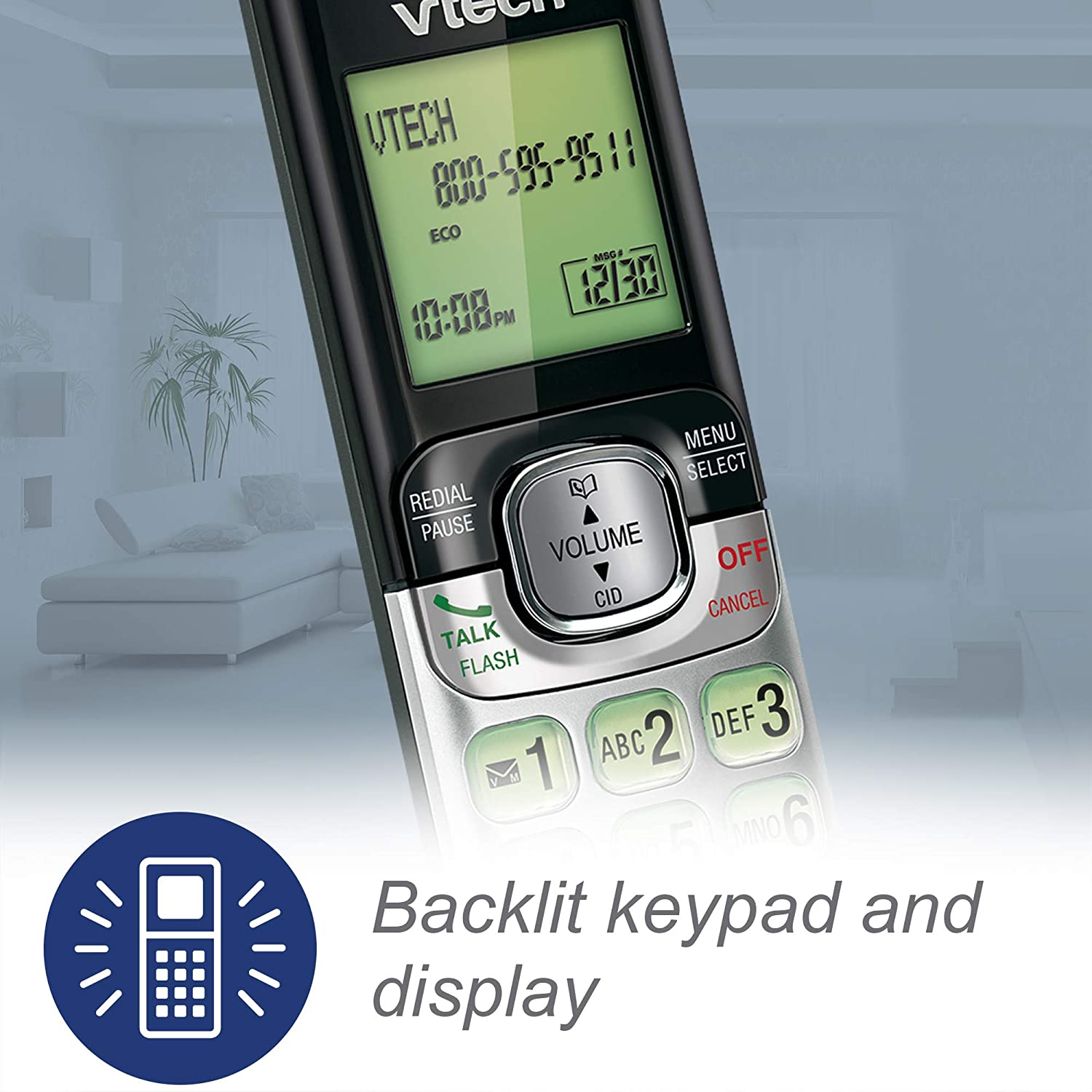 VTech CS6529 DECT 6.0 Phone Answering System, Silver and Black - with Caller ID/Call Waiting, 1 Cordless Handset