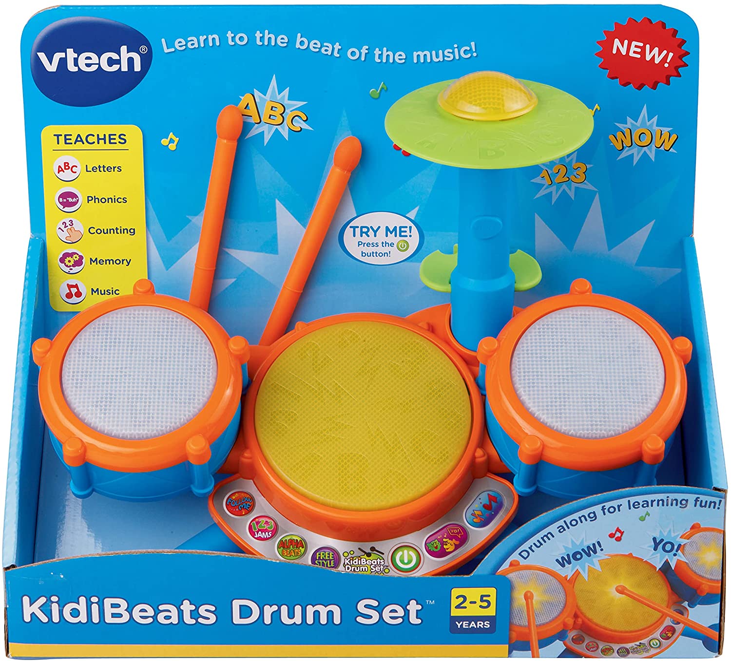 VTech KidiBeats Kids Drum Set, Orange - Educational Toy