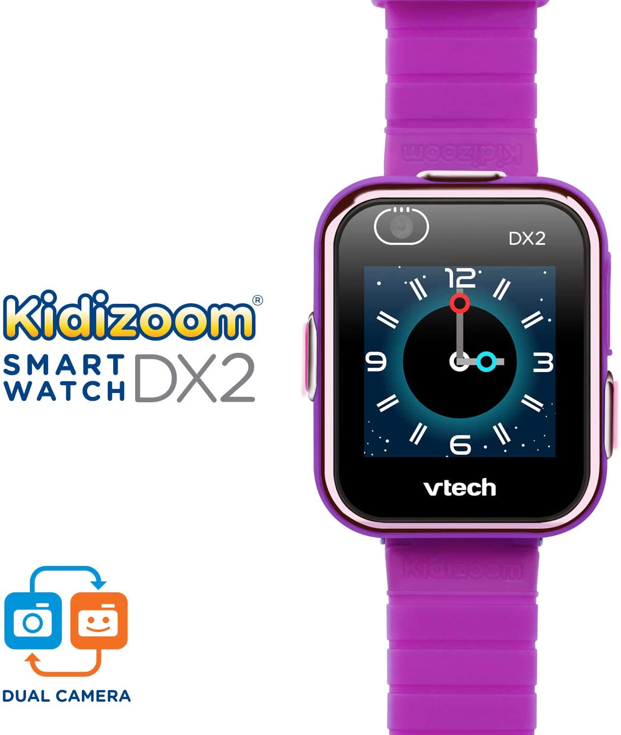 VTech KidiZoom Smartwatch DX2, Purple - Stylish, Kid-Friendly Design