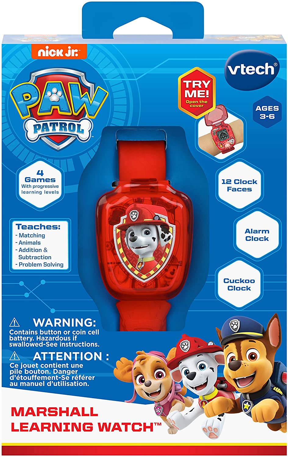 VTech PAW Patrol Marshall Learning Watch, Red - for Ages 3-6 years