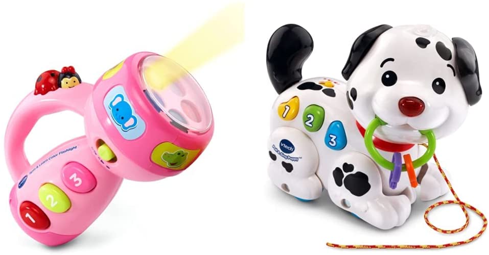 VTech Spin and Learn Color Flashlight, Pink and Pull and Sing Puppy