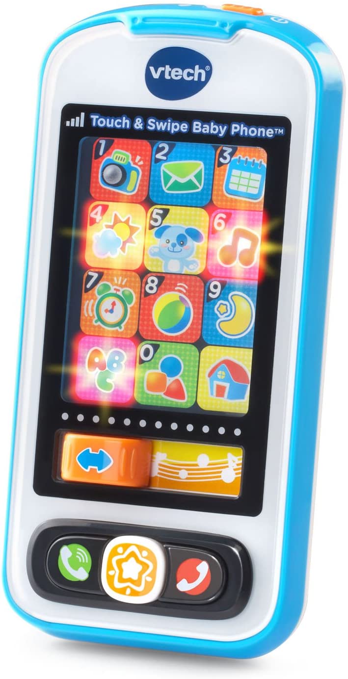 VTech Touch and Swipe Baby Phone, Blue - with 12 Light-Up Pretend Apps