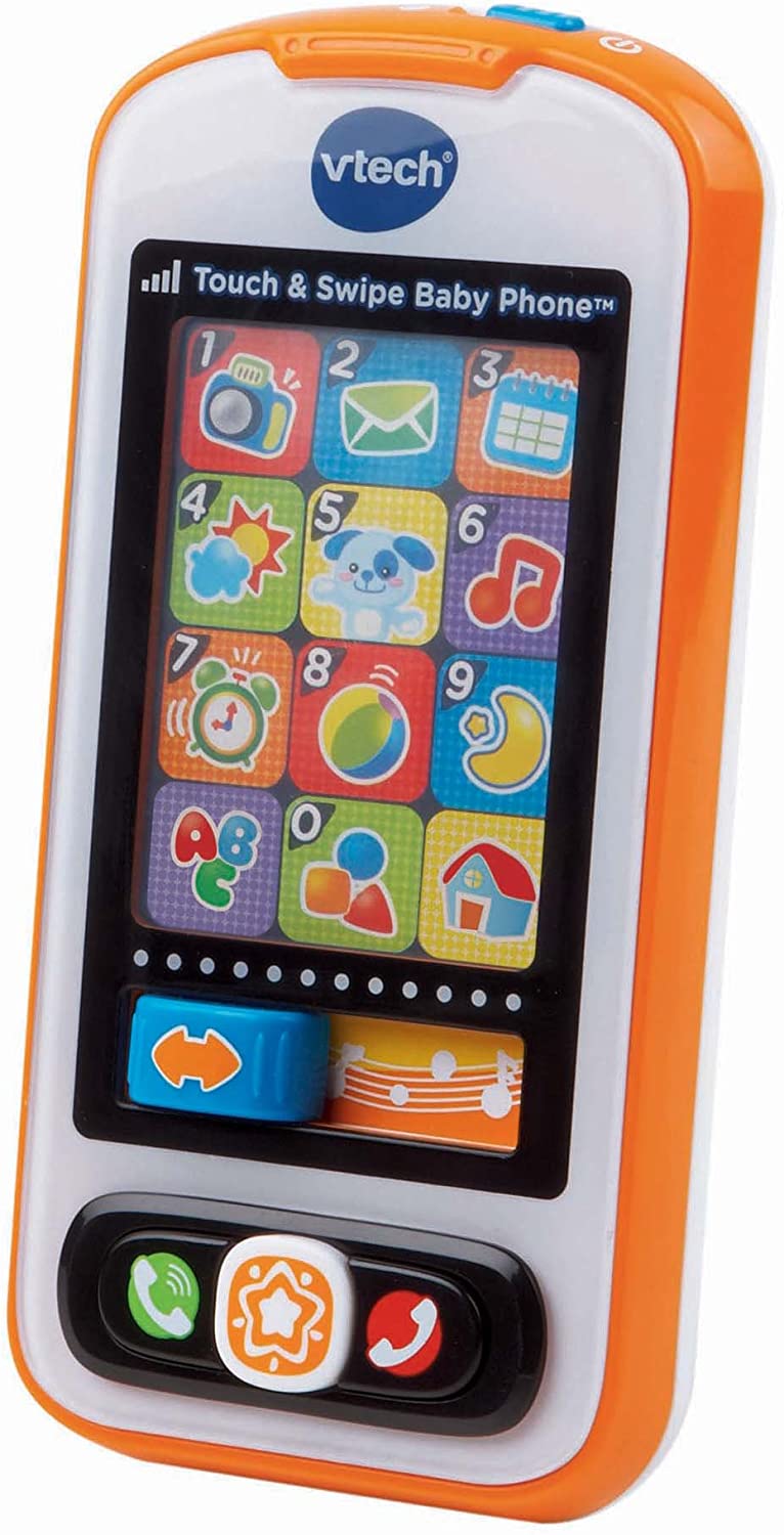 VTech Touch and Swipe Baby Phone, Orange - with 12 Light-Up Pretend Apps