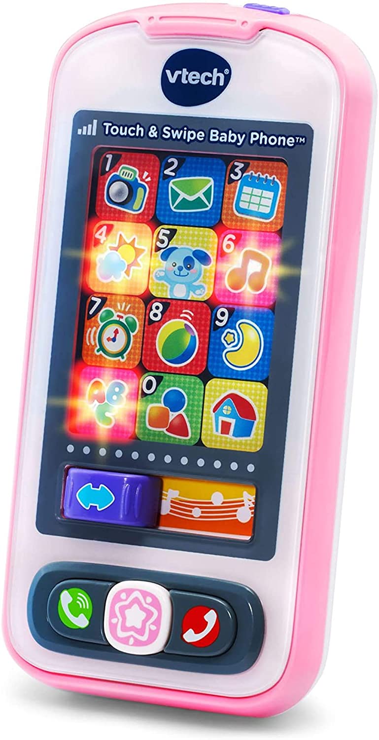 VTech Touch and Swipe Baby Phone, Pink - with 12 Light-Up Pretend Apps