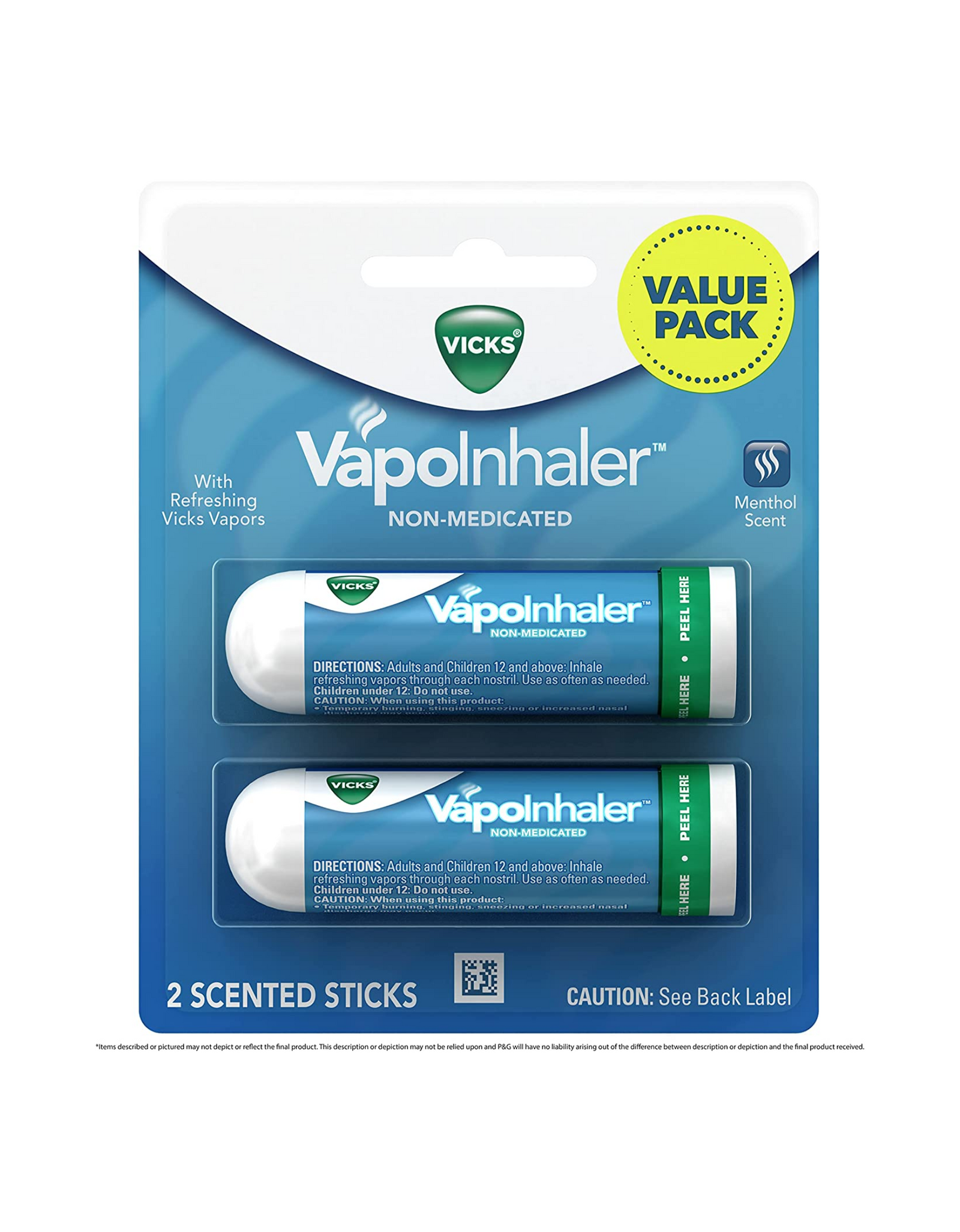 Vicks VapoInhaler, Non-Medicated, Menthol Scent , 2 Ct