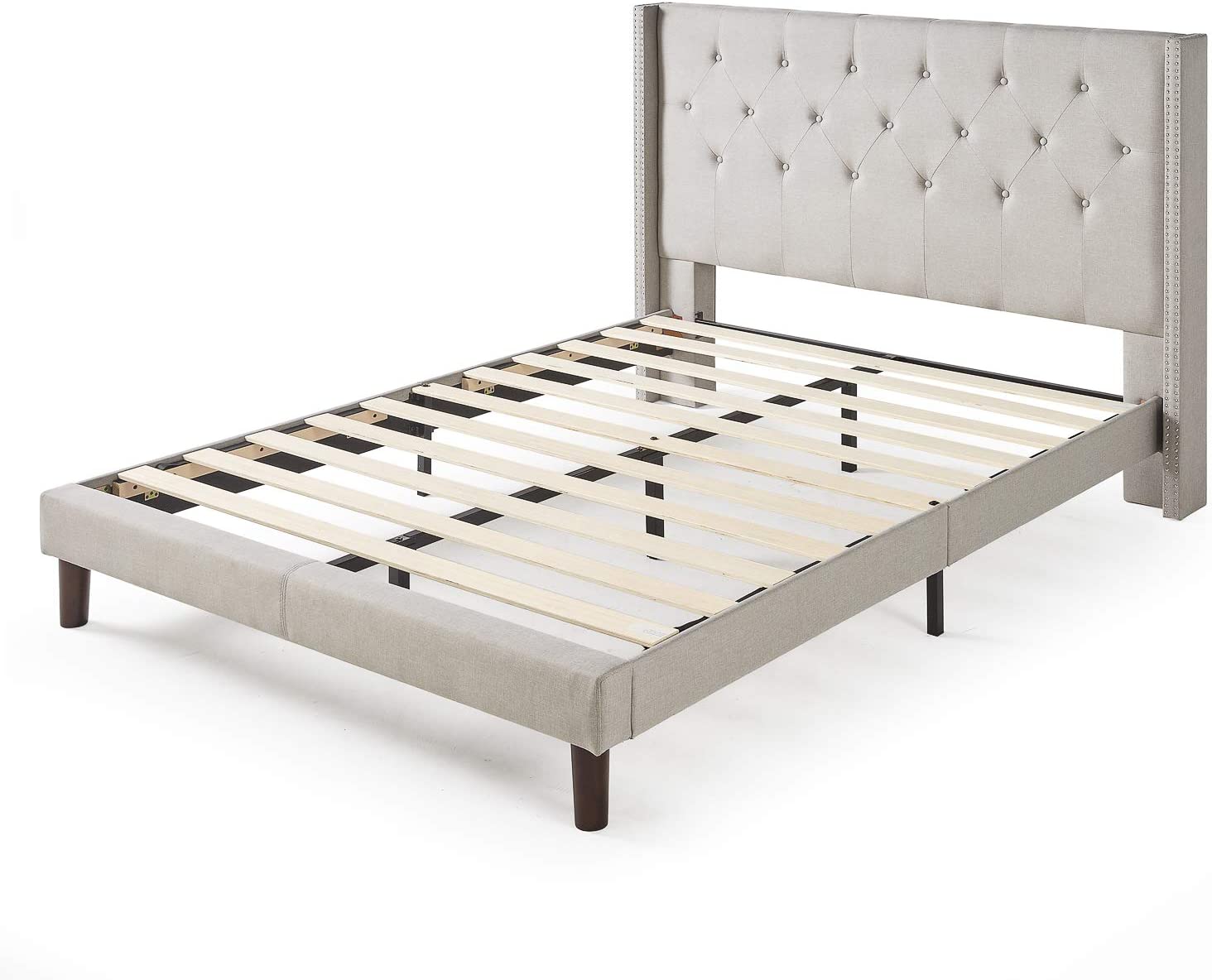 ZINUS Annette Upholstered Platform Bed Frame, Light Gray