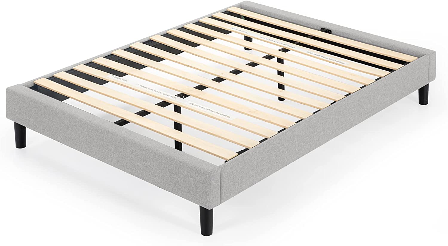 ZINUS Curtis Upholstered Platform Bed Frame, Light Gray
